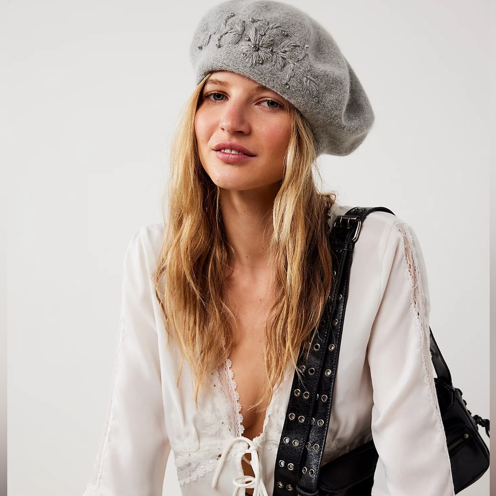 New Saachi Crystal Embellished Beret Statement Piece Hat